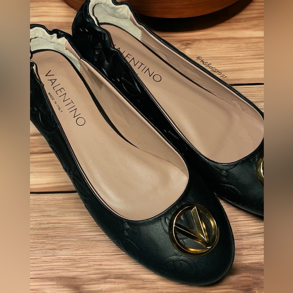 Valentino Calliope Leather Ballet Flats in Black BRAND NEW NEVER WORN - Picture 2 of 5